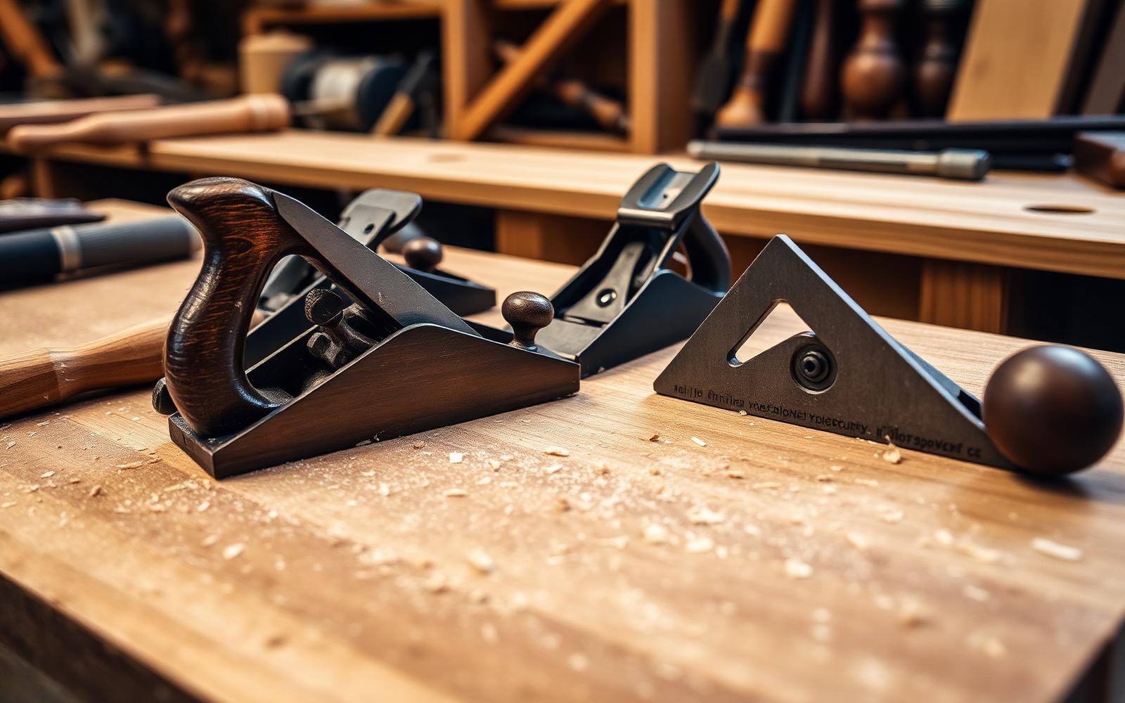 Carpenter's tools on a workshop bench